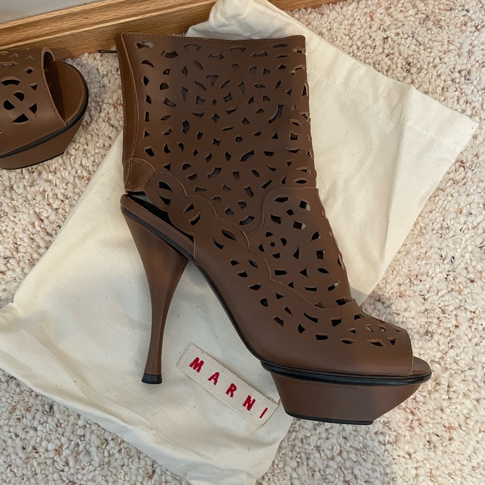 Marni Laser Cut Platform Booties. NEW!